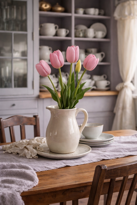 Bouquet 5 Tulipes olis Rose mauve H 40 cm - EDG