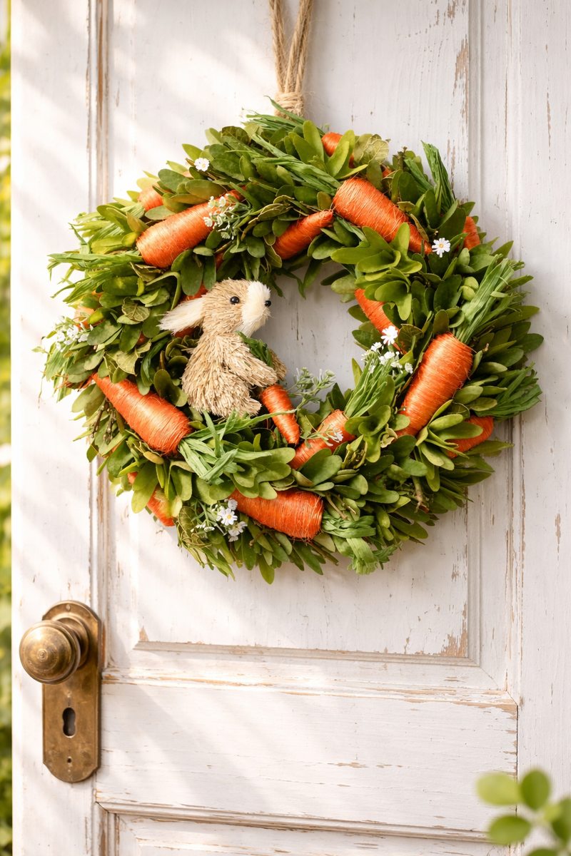 Corona artificiale con coniglio e carota