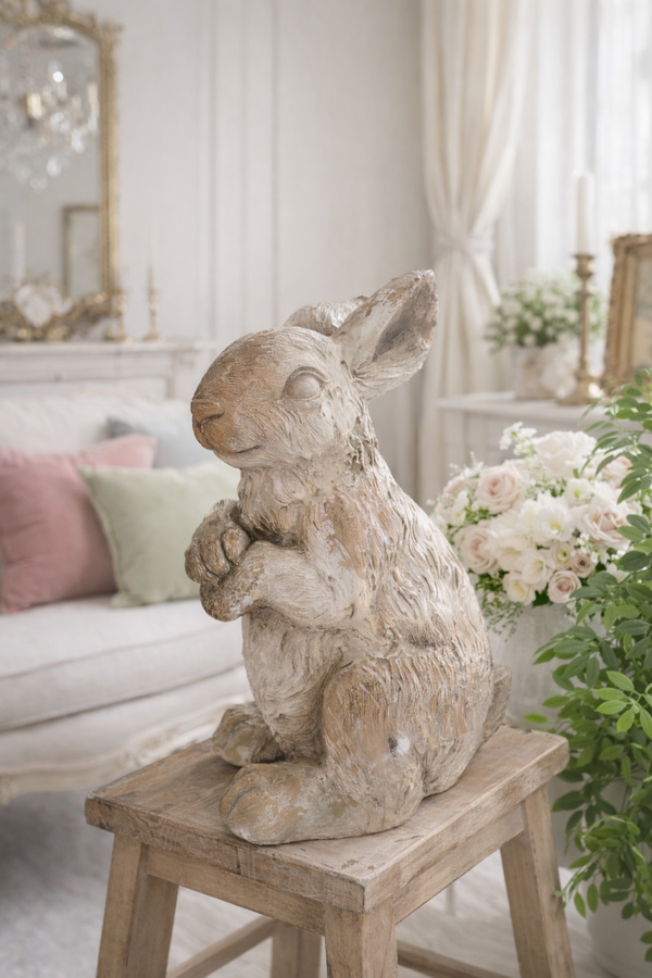 Coniglio in resina H 40 cm Blanc Mariclò