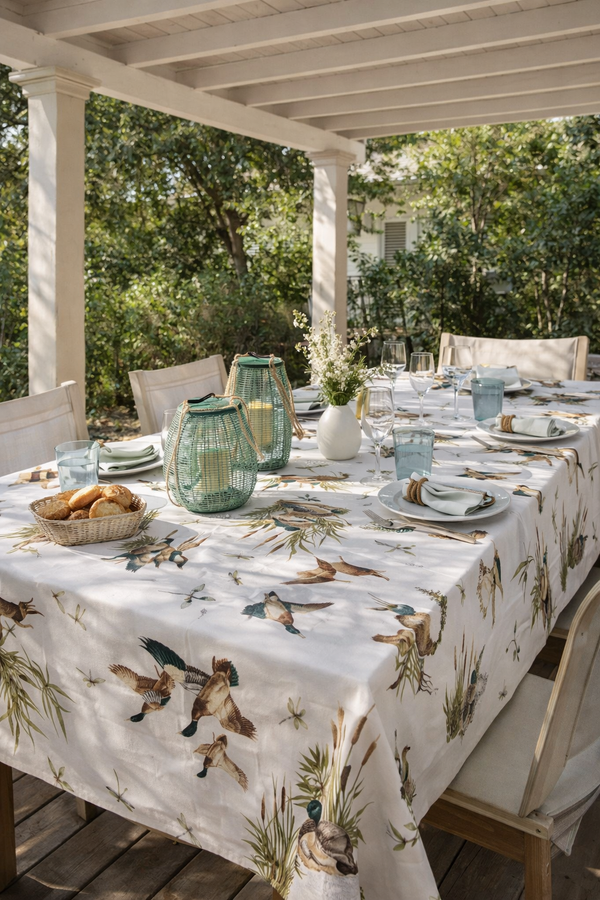 Tovaglia in cotone motivo laguna 140x180cm