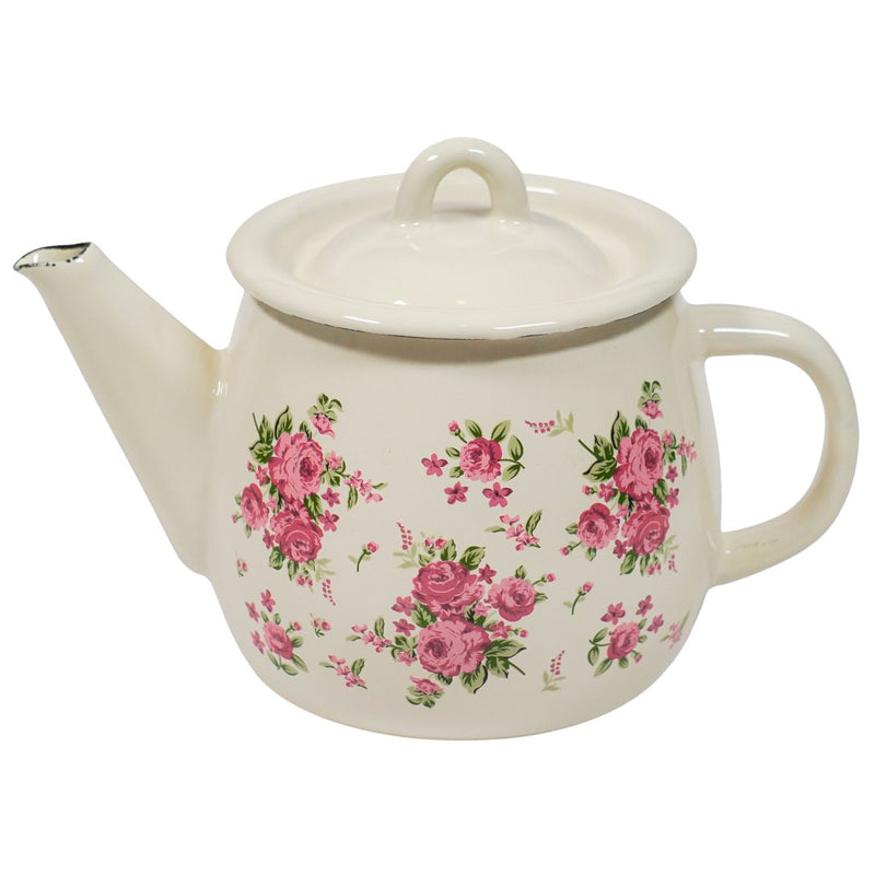 Teiera Smaltata Bella 1 L Isabelle Rose con Rose Rosa