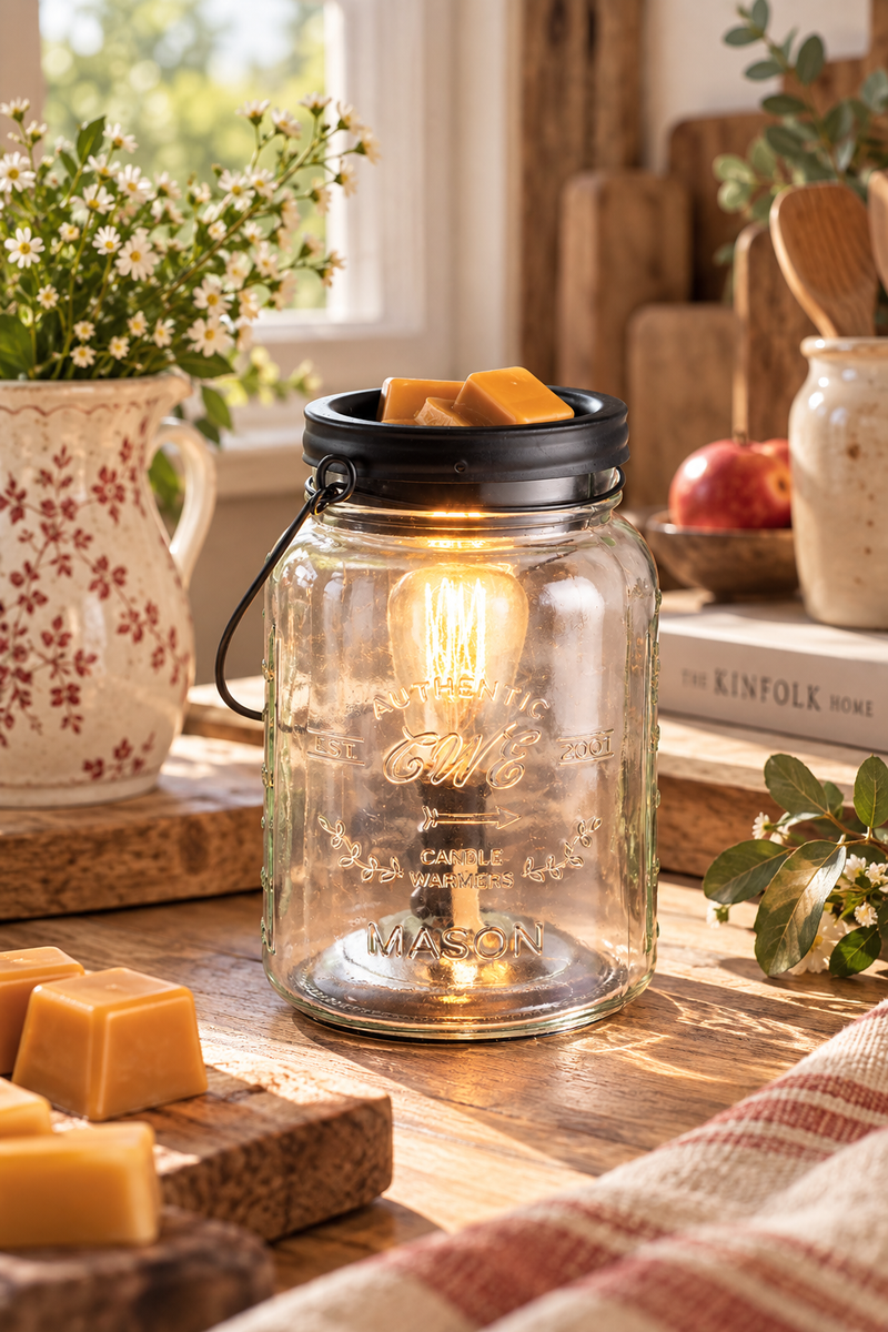 Lampada Elettrica Diffusore Mason Jar in Vetro 16 cm – Candle Warmers