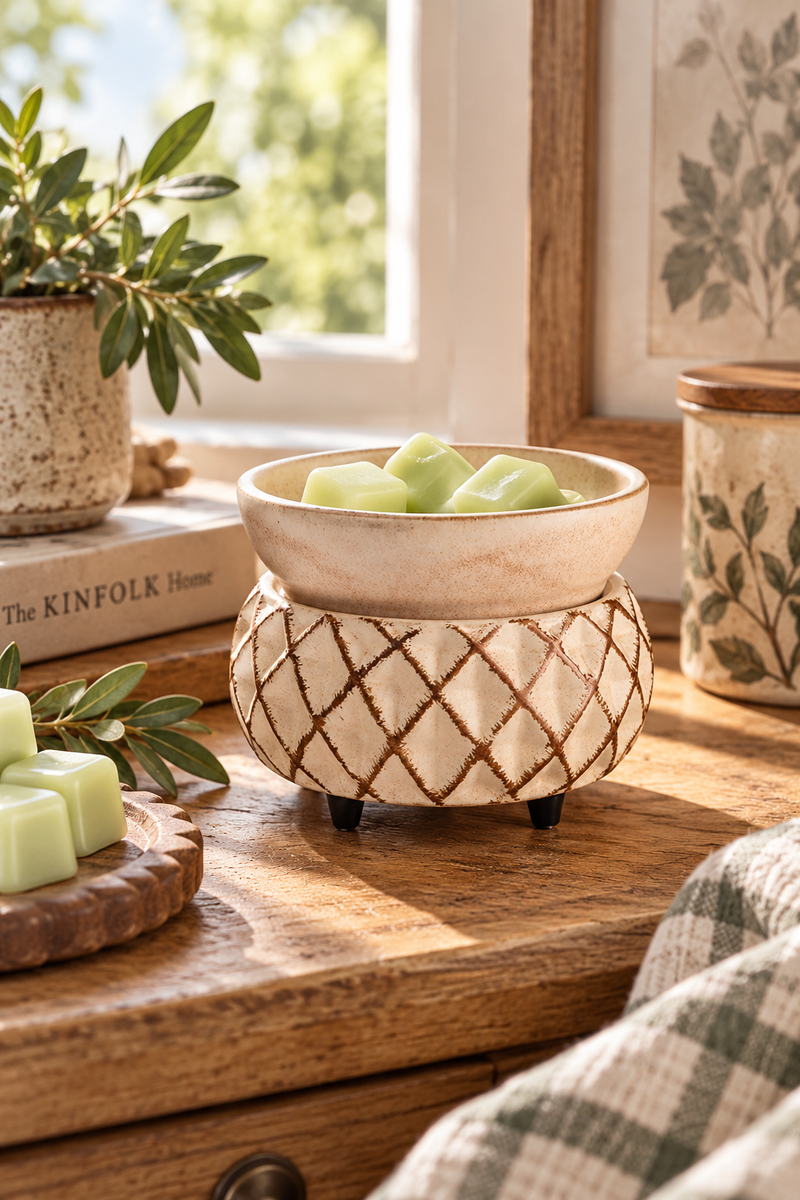 Lampada profumata classica 2 in 1 CANDLE WARMERS® LATTICE in crema