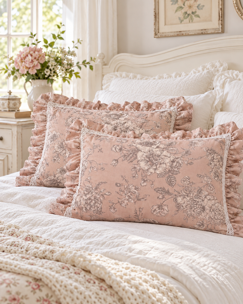 Set 2 Copriguanciali Jouy Rosa  50x80 cm