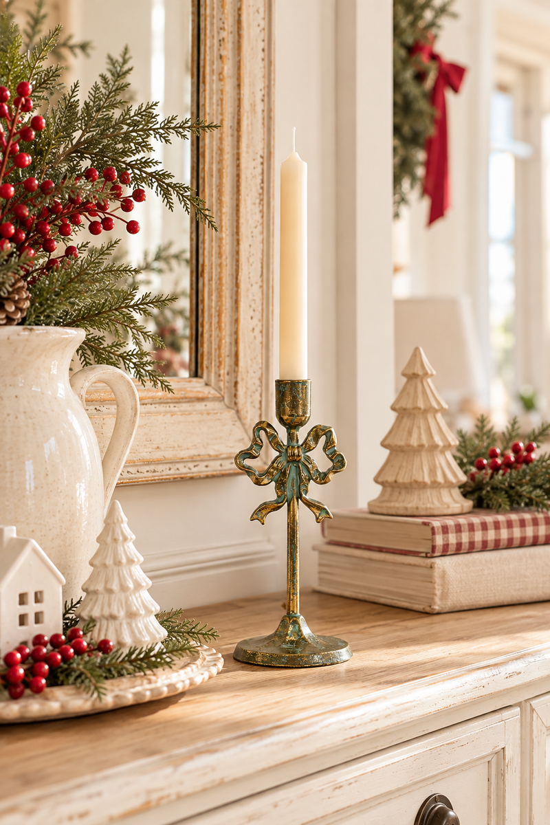 Candelabro grande con fiocco in metallo in 2 Misure