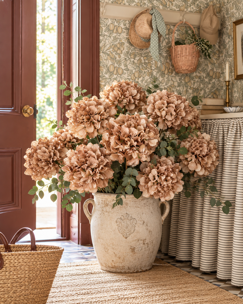 Ortensia Artificiale Beige Rosato Blanc Mariclò H 120 cm