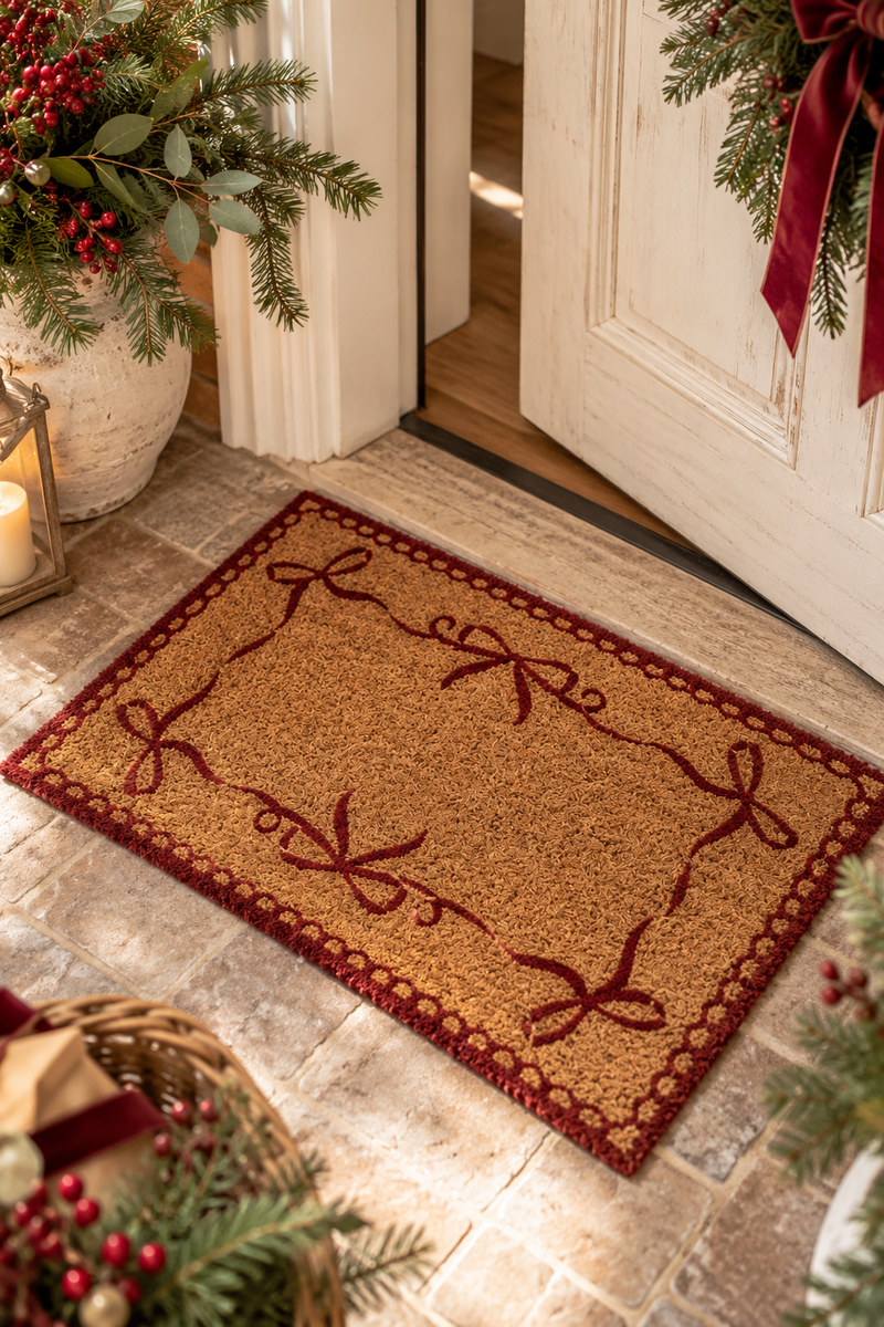 Zerbino Natalizio con Fiocchi Bordeaux 60 x 40 cm