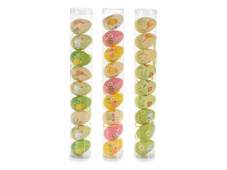 Tubo uova decorativa in plastica d'appendere set di 9