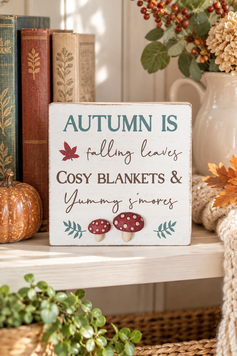 Autumn wooden sign 12x12x2