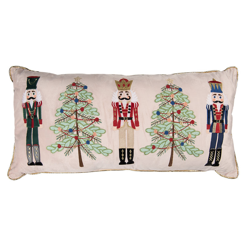 Cuscino decorativo natalizio lungo beige e verde 76 x 35 cm