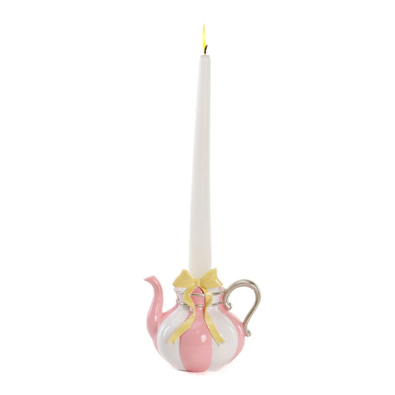 Portacandela Teiera Rosa in Ceramica 12,5 cm Goodwill