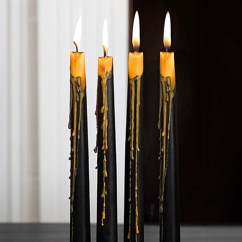 Set 4 Candele Coniche Halloween Effetto Cera Colante