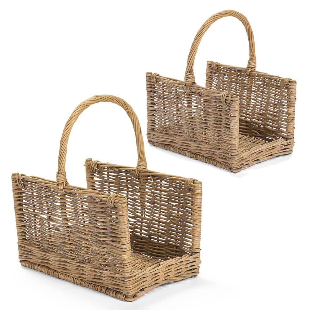 Cestino in Vimini con Manico Nuvole di Stoffa