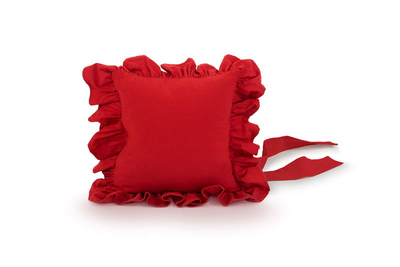 Federa Coprisedia Rossa con Balze e Lacci 40x40 cm – 100% Cotone Rouge