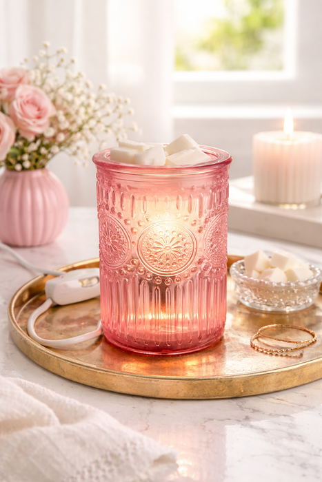 Lampada Profumata Elettrica Rosa in Vetro Candle Warmers
