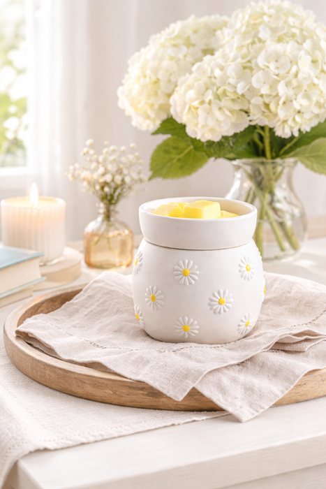 Lampada Elettrica Candle Warmers Profumata in Ceramica con Margheritine