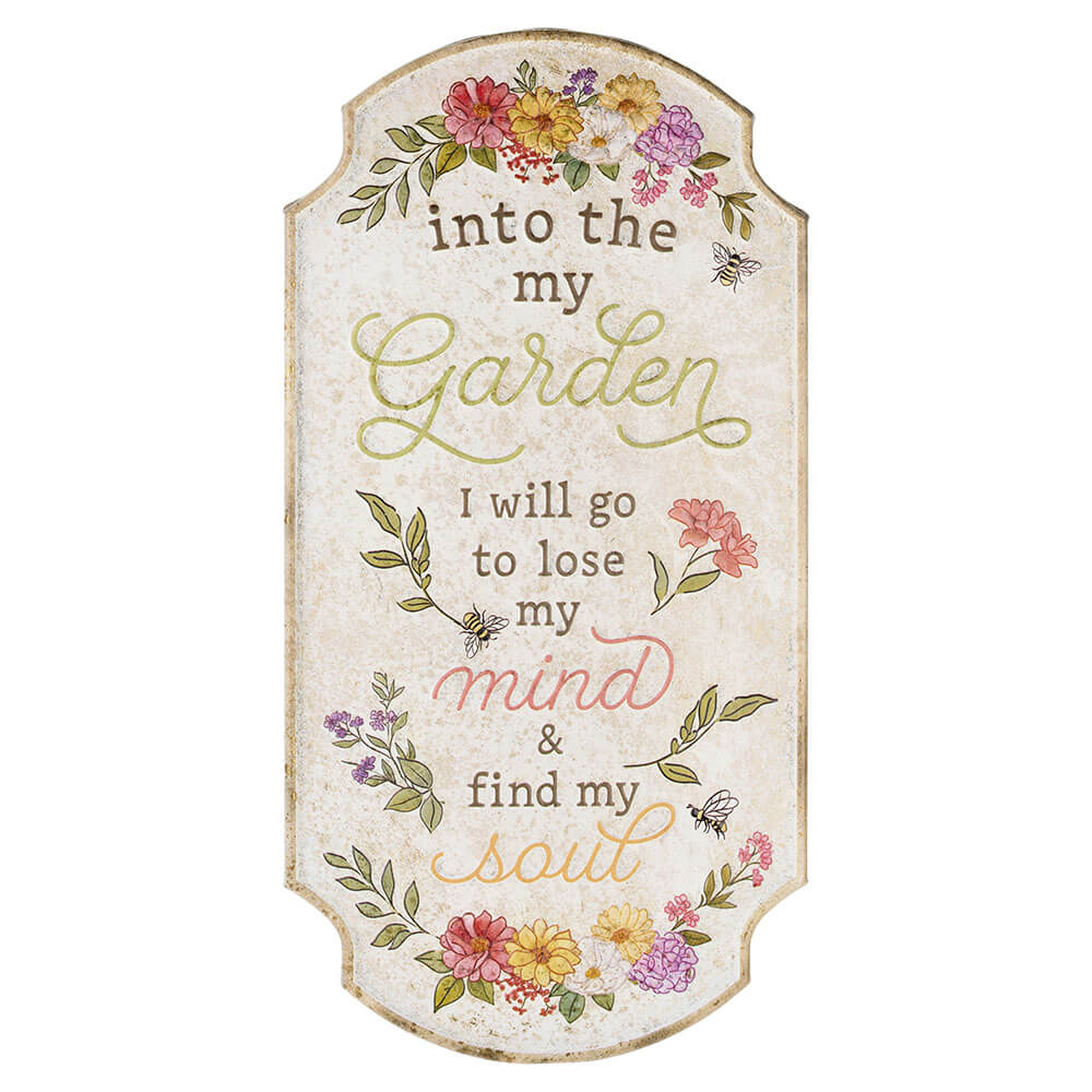 Targa Decorativa in Metallo “Into The My Garden” 26,5x51,5 cm – Nuvole di Stoffa