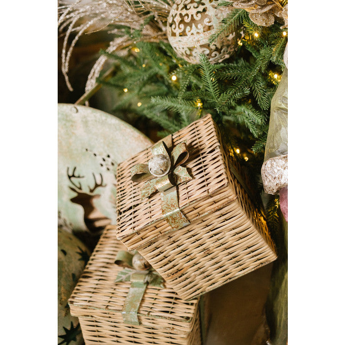 Set 3 Pacchi Regalo Natalizi in Vimini con Fiocco – Nuvole di Stoffa Silent Gold
