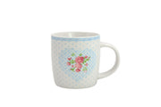 Tazza in porcellana con cuore e pois blu 350 ml - Arredo Casa da Sogno
