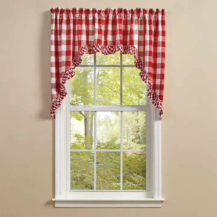 Large Red Checked Valance