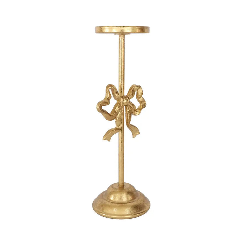 Portacandela con Fiocco Dorato H 30,5 cm Blanc Mariclò