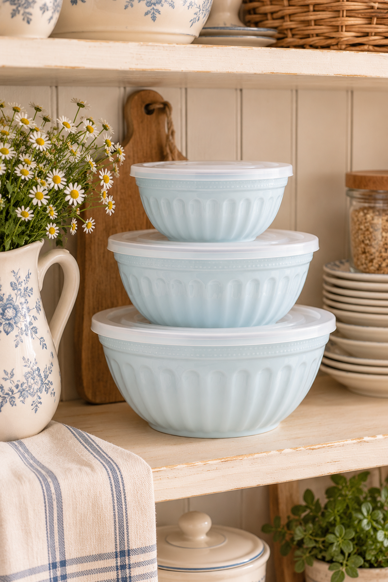 Set 3 Contenitori Alice Azzurri con Coperchio - Greengate