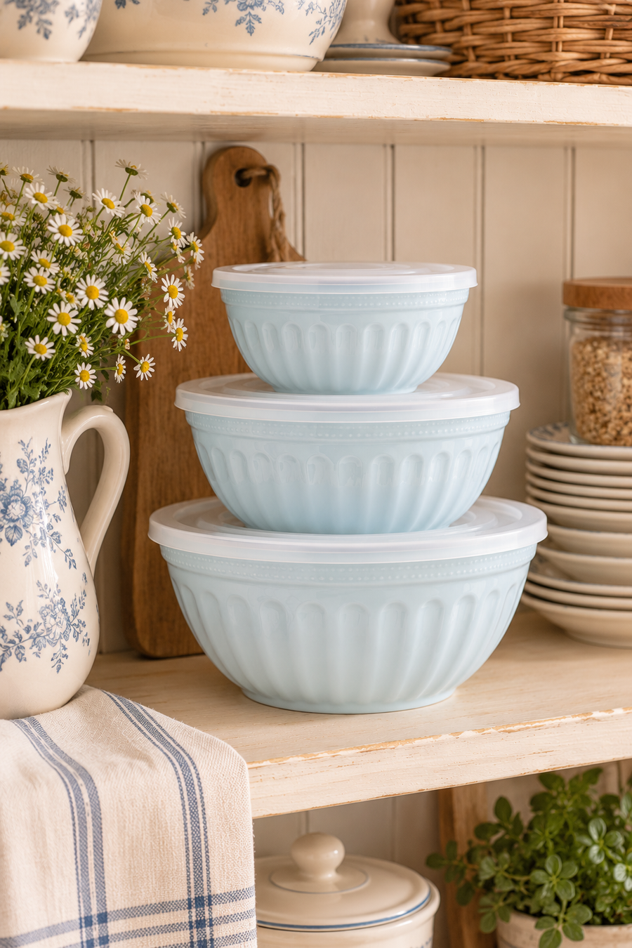 Set 3 Contenitori Alice Azzurri con Coperchio - Greengate