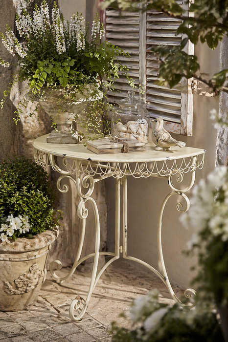 Mezzo Tavolo Metallo 90x40 Nuvole di Stoffa Consolle Giardino