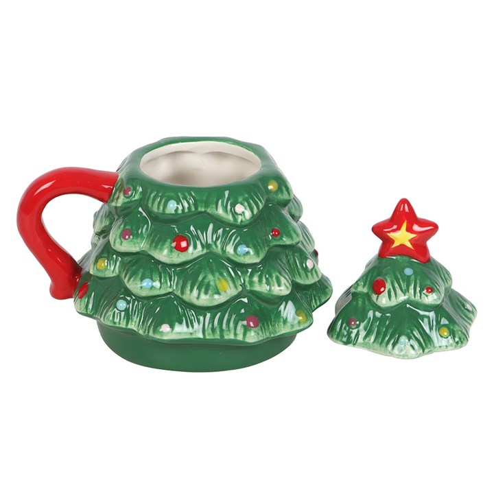 Tazza Natalizia Albero di Natale Retrò con Coperchio 500 ml