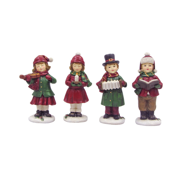 Set 4 Bambini Cantori di Natale in Poliresina