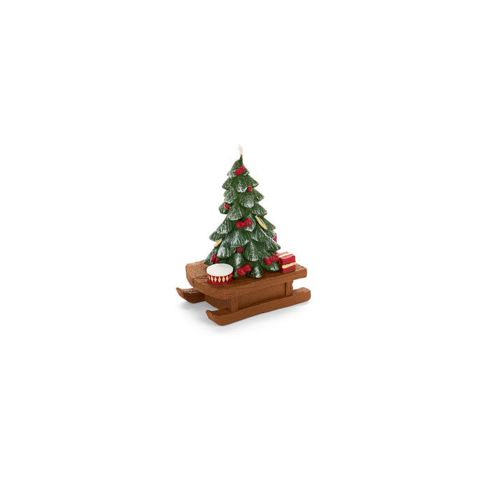Candela decorativa natalizia albero di Natale su slitta h12cm