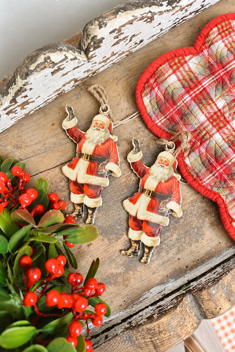 Set 2 Decorazioni Babbo Natale in Metallo 13 cm – BOLTZE
