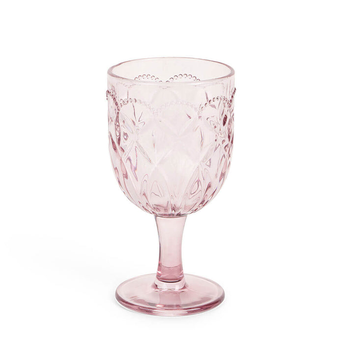 Set 6 Calici in Vetro Rosa con Bordo a Microperline – Nuvole di Stoffa
