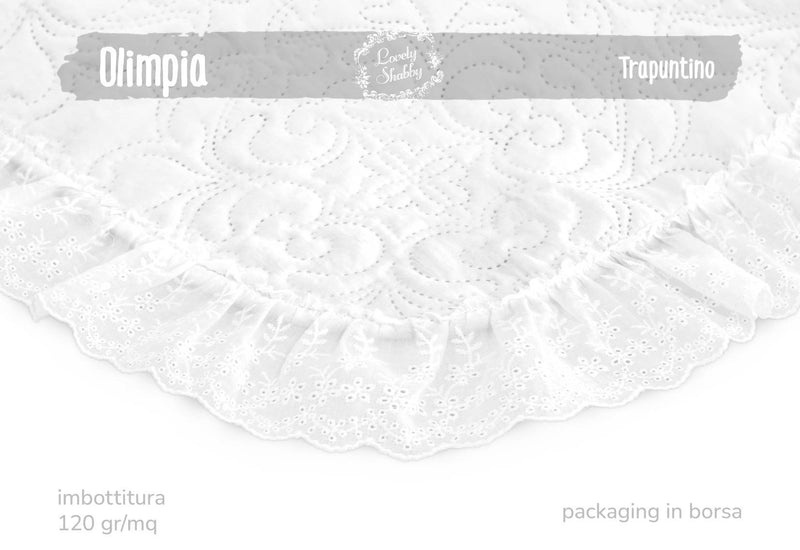 Trapuntino Matrimoniale Olimpia Bianco con Pizzo Sangallo + 2 Copricuscini – Lovely Shabby