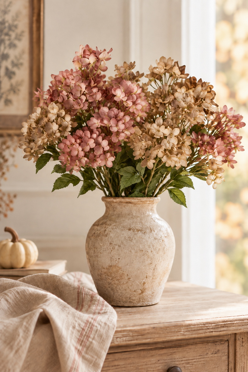 Ramo di ortensia artificiale autunnale H83 cm in vari colori - Blanc Mariclò
