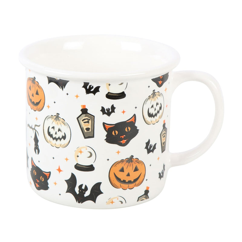 Tazza Halloween con Gatti e Zucche in Ceramica