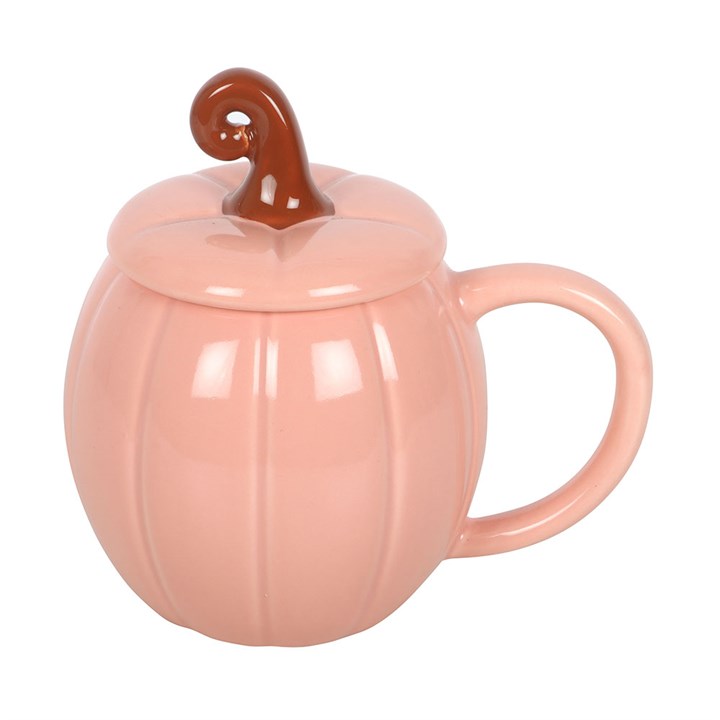 Tazza Zucca Rosa con Coperchio in Ceramica – 500 ml