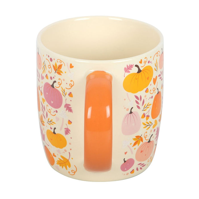 Tazza con Zucche Rosa e Arancio in Ceramica