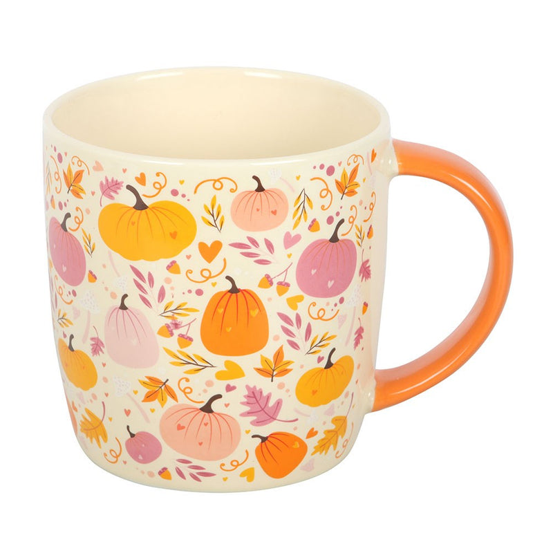 Tazza con Zucche Rosa e Arancio in Ceramica