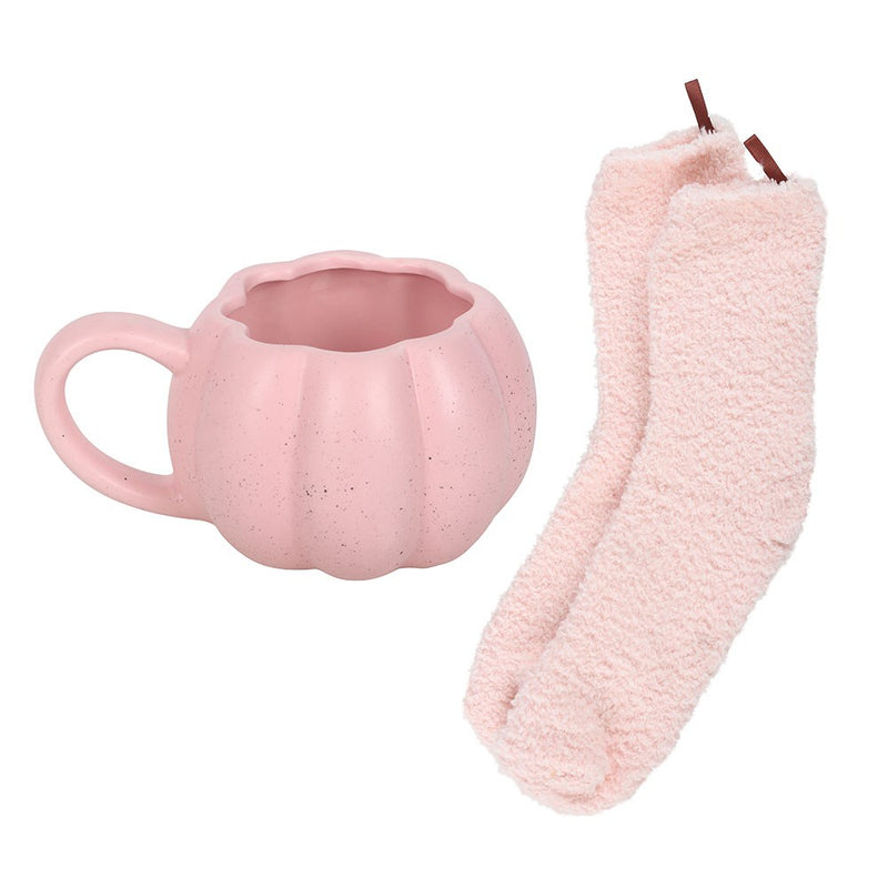 Tazza Zucca Rosa con Calzini Cozy