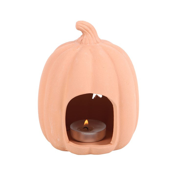 Zucca portatealight in Terracotta con Stelle Traforate