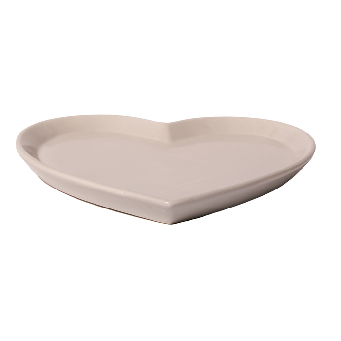 Assiette en forme de coeur gris tourterelle