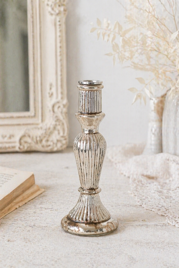 Porta candela Blanc Mariclò vetro oro argento 25 cm