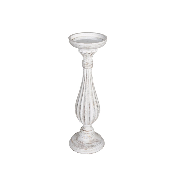 White wooden candle holder H 33.5 cm