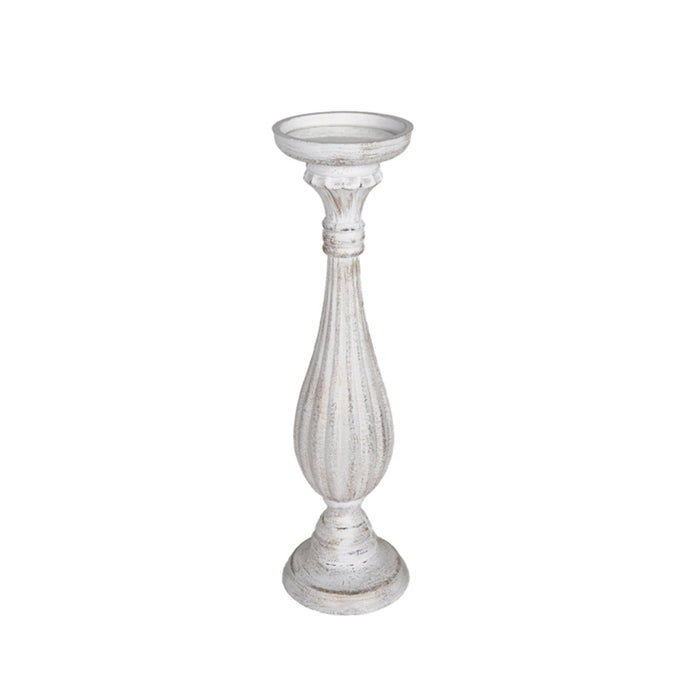 White wooden candle holder H 39.5 cm