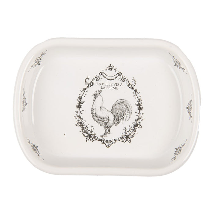 Portasapone in Ceramica Bianco 13x10x3 cm con Gallo Country | Clayre & Eef
