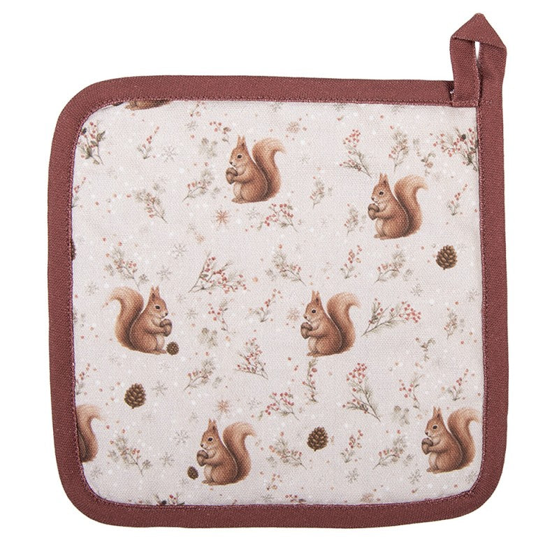 Presina da Cucina Scoiattoli 20x20 cm in Cotone Beige | Clayre & Eef