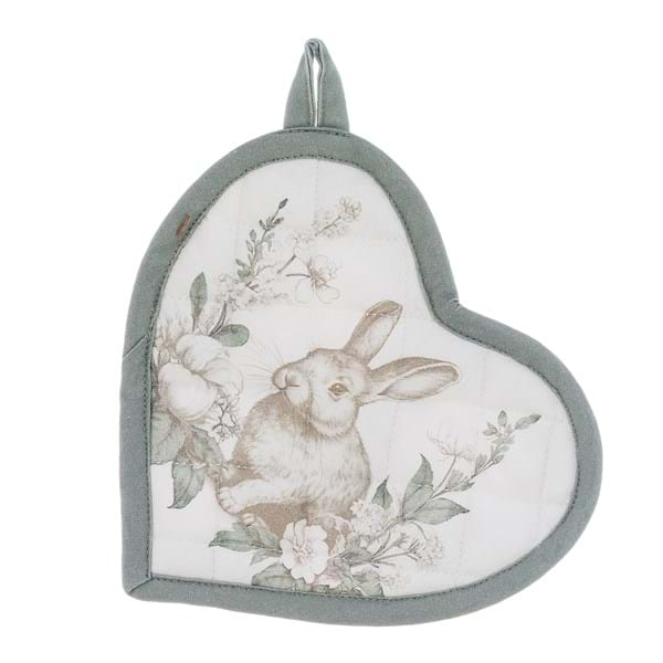 Double-sided pot holder with rabbit decoration Le jardin des lapins Blanc Mariclò