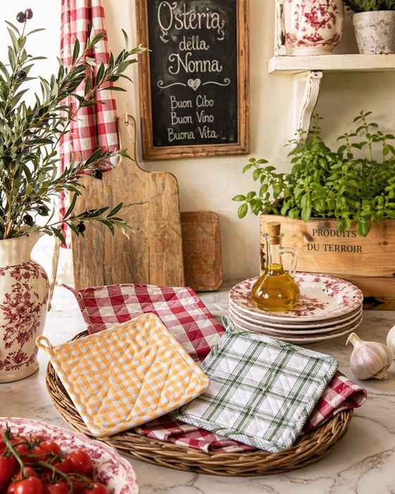 Presina Cucina Country Chic 20x20 cm in Cotone – Collezione Osteria Chic Blanc Mariclò