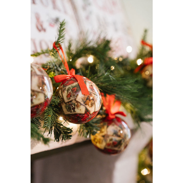 Set of 8 Christmas Balls with Christmas Card Box - Fabric Clouds